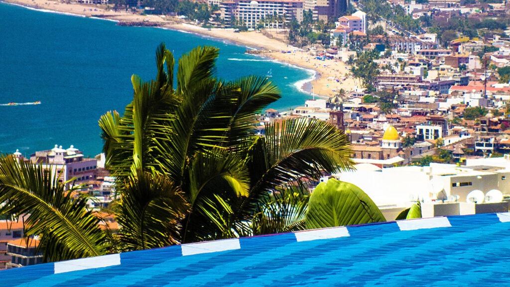 Panoramic view of the bay from the infinity pool - Hacienda de los Santos